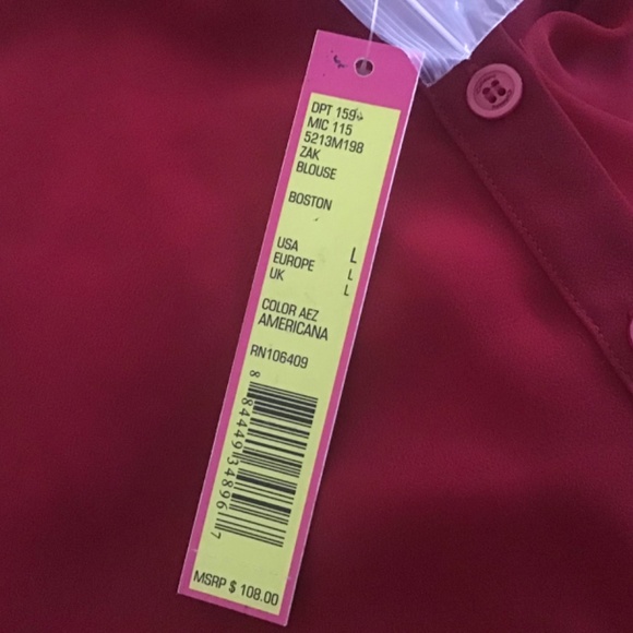 NWT Catherine Malandrino Kimono Tie Waist Peplum Top Blouse L Americana Red - Picture 6 of 6